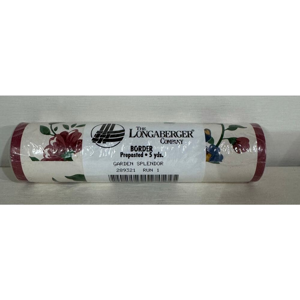 Longaberger Garden Splendor Wallpaper Border NEW Sealed 1 roll = 5yards Florals